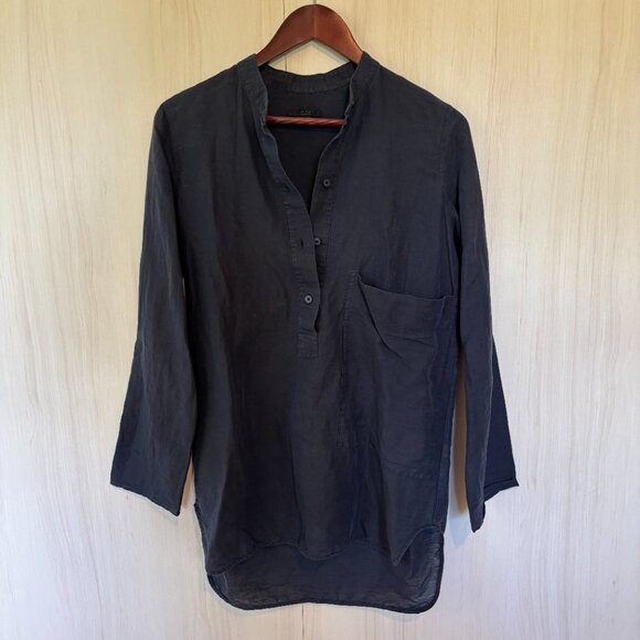 COS Oversize Linen Blouse, XS Navy - Picture 3 of 4